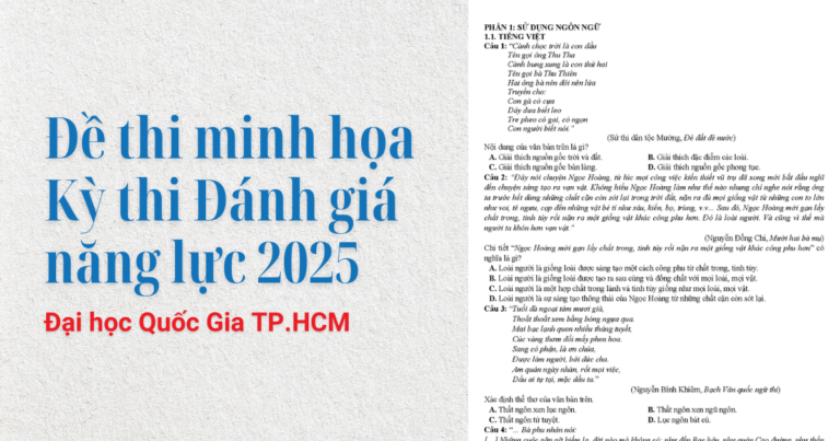 Đề thi minh họa Kỳ thi Đánh giá năng lực 2025 – Đại học Quốc Gia TP.HCM