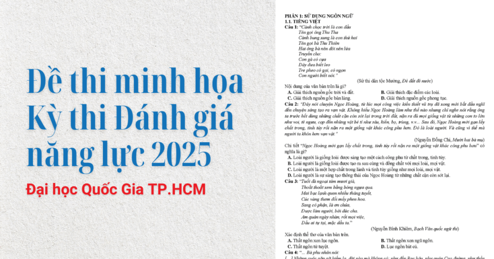 Đề thi minh họa Kỳ thi Đánh giá năng lực 2025